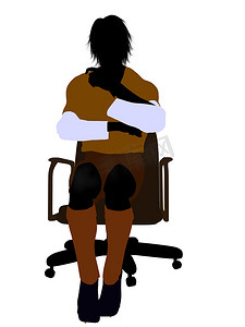 坐在椅子上的男足球运动员插画剪影