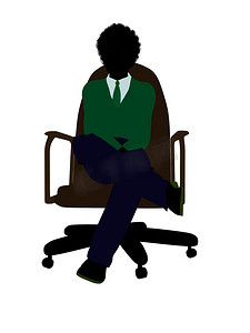 坐在椅子剪影的非裔美国人的学校男孩