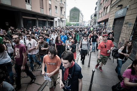 5月1日劳动节摄影照片_2013 年 5 月 1 日在米兰举行的劳动节庆祝活动