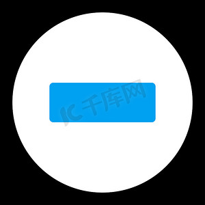 减去扁平的蓝色和白色圆形按钮