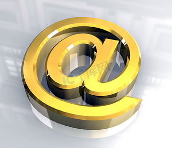 金色信封摄影照片_金色的电子邮件符号 (3d)