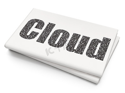 云技术概念： 空白报纸背景上的云