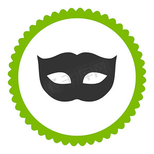 隐私面具扁平生态绿色和灰色圆形邮票图标