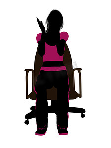 冲击力摄影照片_坐在椅子剪影上的女性锻炼