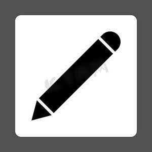 铅笔平面黑白颜色圆形按钮