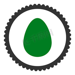 鸡蛋平绿色和灰色圆形邮票图标