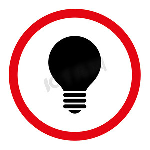 电灯泡扁平密集的红色和黑色圆形光栅图标