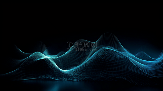 线商务科技背景图片_深蓝色背景带有波浪线商务科技