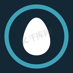 蓝元素摄影照片_鸡蛋平面蓝色和白色颜色圆形光栅图标