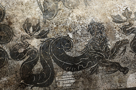 古罗马龙马赛克地板 Ostia Antica 罗马 意大利