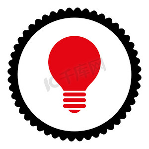 电灯泡平面密集红色和黑色圆形邮票图标