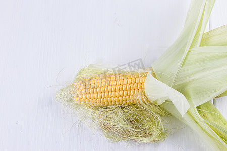 白色背景中的新鲜玉米