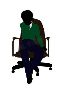 坐在椅子剪影的非裔美国人的学校男孩