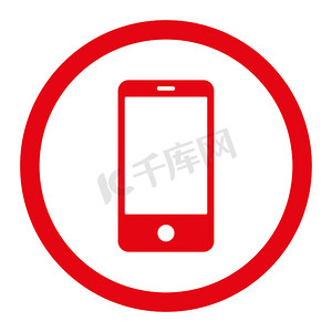 智能手机扁平红色圆形光栅图标