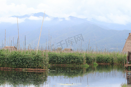 淡水湖摄影照片_茵莱湖是位于缅甸掸邦山区的一个淡水湖