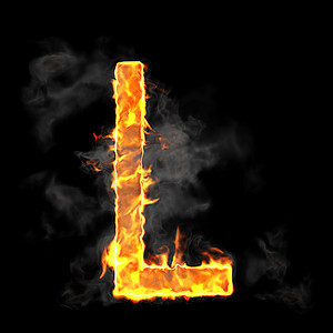 燃烧和火焰字体 L 字母