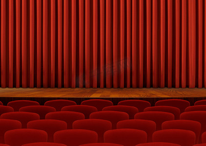 剧院座位和红色窗帘