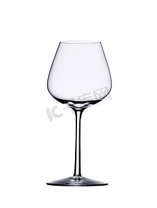 酒杯干杯摄影照片_孤立在白色背景上的单个空酒杯