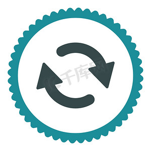 a下载页面摄影照片_刷新平面软蓝色圆形邮票图标