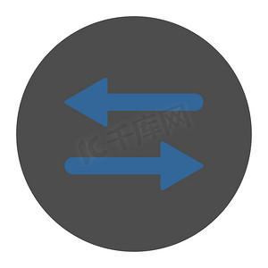 箭头交换水平扁平钴和灰色圆形按钮