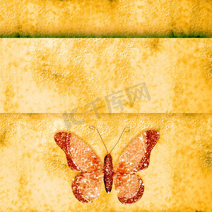 广告背景金色摄影照片_垃圾背景上的金色蝴蝶