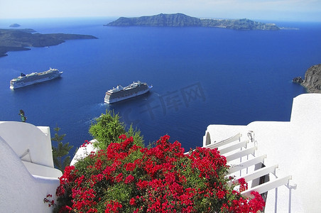 希腊圣托里尼岛风景如画的景色