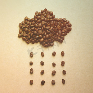 具有复古过滤效果的咖啡豆的云雨