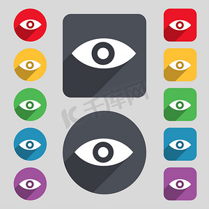 眼睛，发布内容，第六感，直觉图标标志。