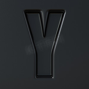 黑色雕刻字体 Letter Y 3D