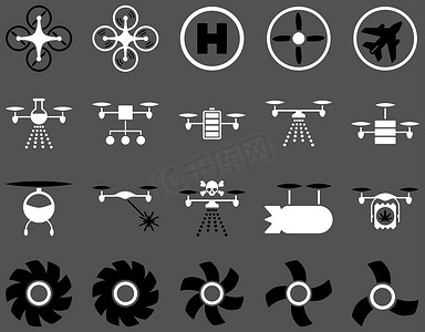 航空公司图标摄影照片_空中无人机和四轴飞行器工具图标