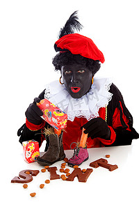 老人节摄影照片_“圣诞老人节，与 Zwarte Piet 一起举办的典型荷兰活动”