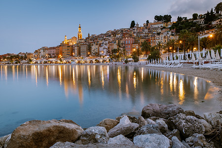 Menton France,Cote d Azur France, View on old part of Menton, Provence-Alpes-Cote dAzur, 法国