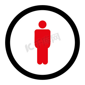男人扁平密集的红色和黑色圆形光栅图标