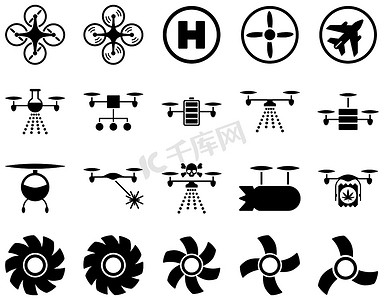 空中无人机和四轴飞行器工具图标