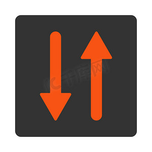 箭头交换垂直平面橙色和灰色圆形按钮