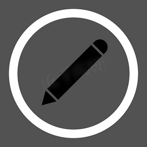 铅笔平面黑白颜色圆形光栅图标