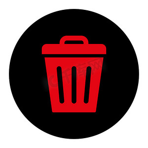 垃圾桶平面密集红色和黑色圆形按钮