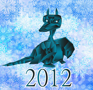 深蓝色梦幻般的龙象征 2012 年新年。