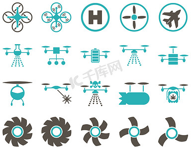 空中无人机和四轴飞行器工具图标