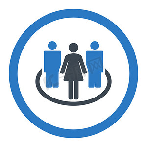 社会扁平光滑的蓝色圆形字形图标
