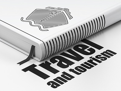 旅游标签摄影照片_假期概念：在白色背景上预订船舶、旅行和旅游