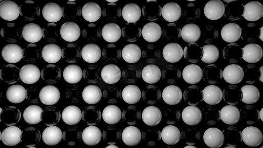 白色发光的圆摄影照片_具有黑色和白色球体的抽象背景