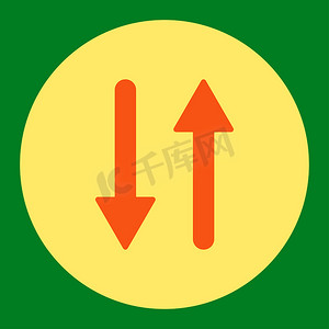 箭头交换垂直平面橙色和黄色圆形按钮