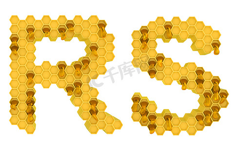 蜂蜜字体 R 和 S 字母被白色隔离