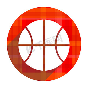 红色的篮球摄影照片_孤立的球红色平面图标