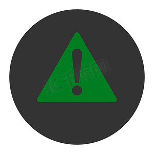 警告平面绿色和灰色圆形按钮