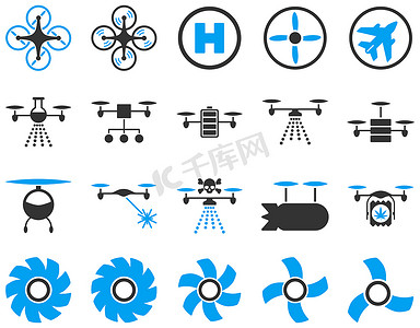 空中无人机和四轴飞行器工具图标