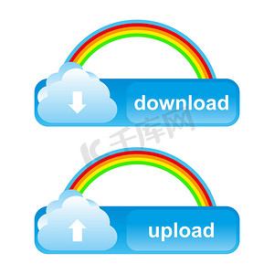 矢量下载摄影照片_按钮下载和上传