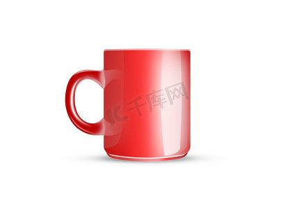 红色茶摄影照片_孤立在白色背景上的茶杯红色