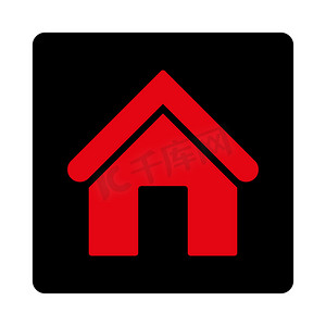 黑色背景圆形摄影照片_Home flat intensive 红色和黑色颜色圆形按钮